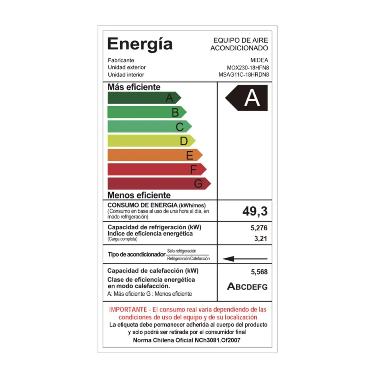 Aire Acondicionado Split Inverter Xtra Frio-Calor 18000 Btu (Instalación incluida)