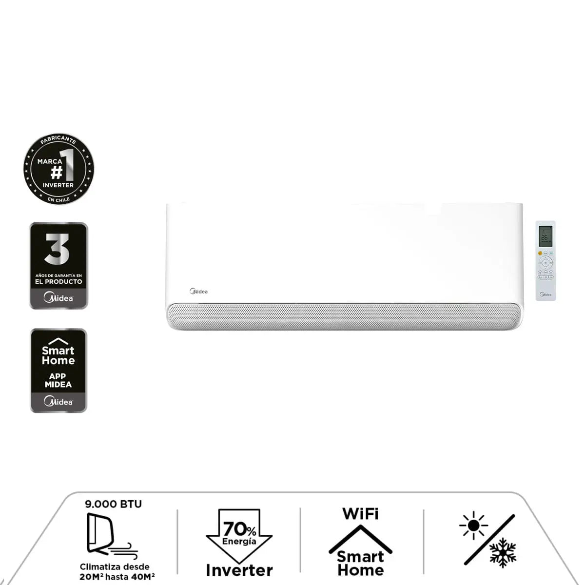 Aire Acondicionado Split Inverter Breezeless Frio-Calor 9000 Btu + Wifi (Instalación incluida)