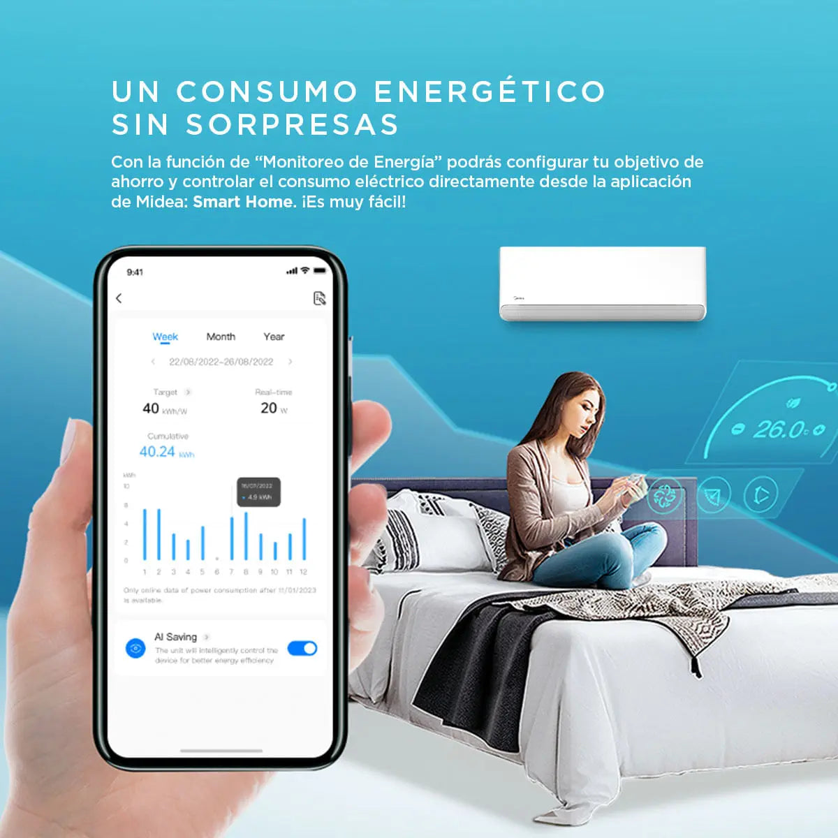 Aire Acondicionado Split Inverter Breezeless Frio-Calor 9000 Btu + Wifi (Instalación incluida)